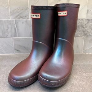 Hunter Kids Original Nebula Rain Boots Girls Purple Iridescent Galoshes  Wellies